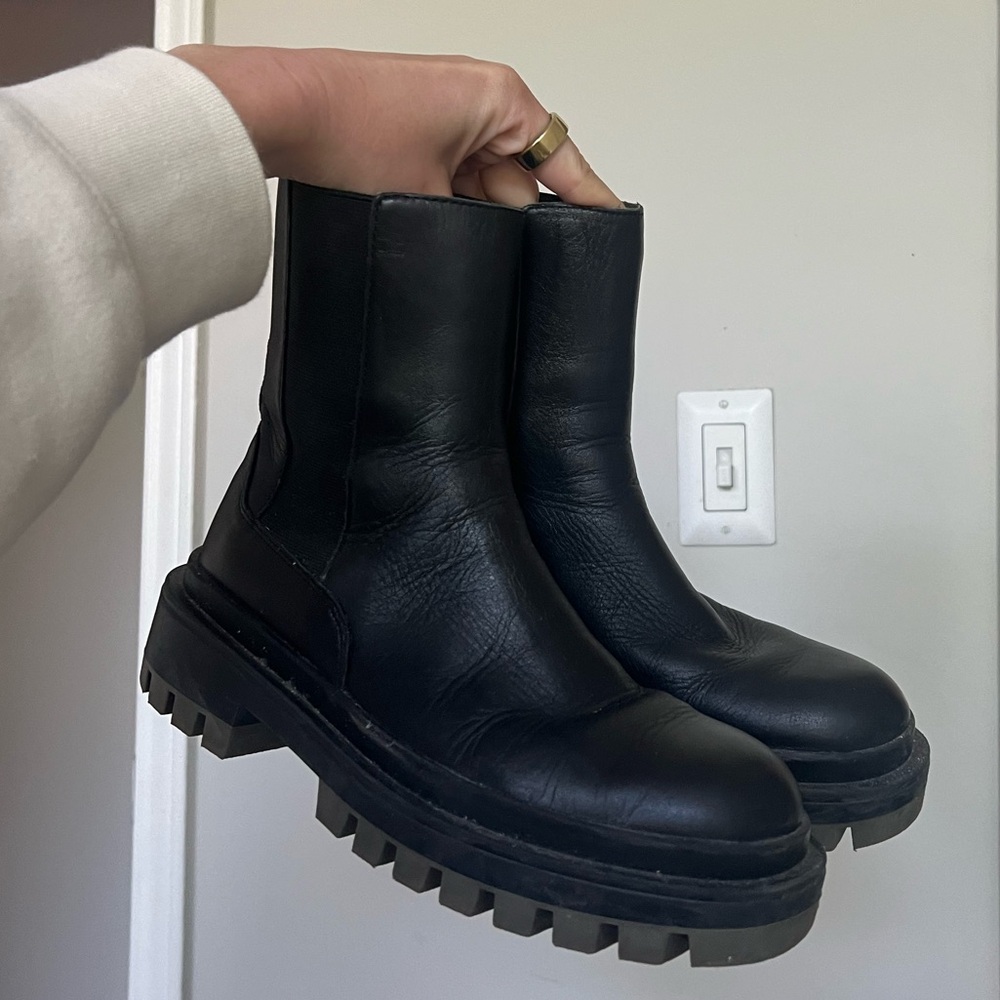 Zara Black Lug sole boots